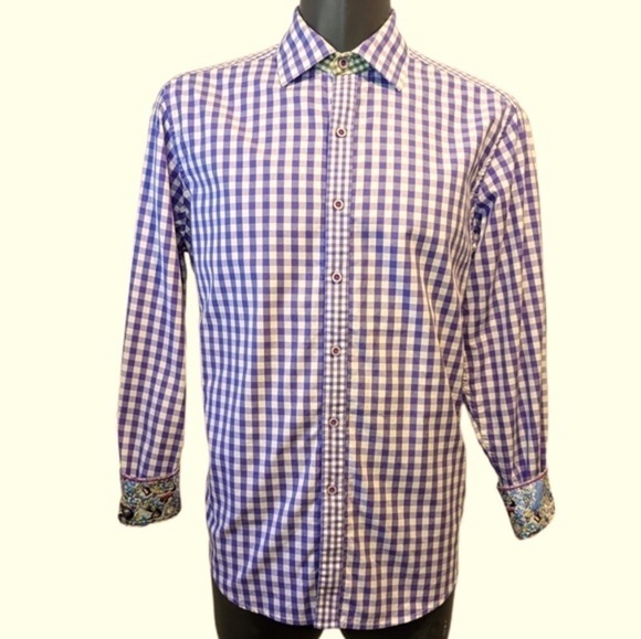 ROBERT Graham purple check button front shirt large - Picture 2 of 10